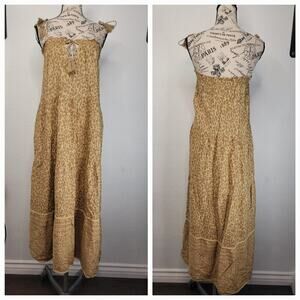 ARIA Maxi Dress Womens XS Animal Print Tiered Sleeveless Cottage Bohemian